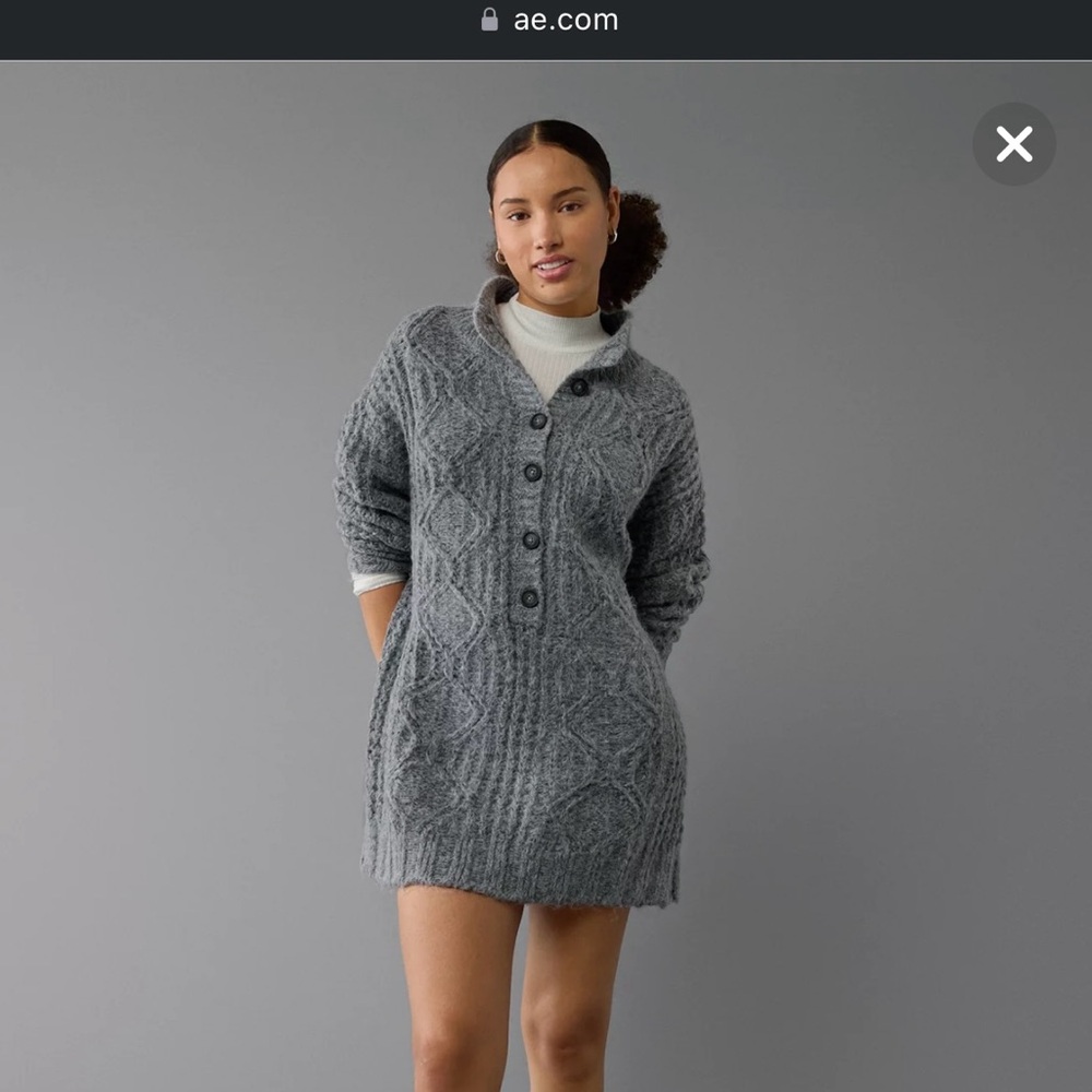 Cozy Gray Knit Sweater Dress